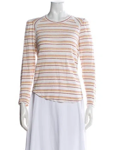 Pre-owned Veronica Beard Linen Striped Top In White