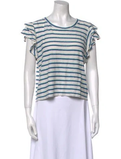 Pre-owned Veronica Beard Linen Striped T-shirt In Blue