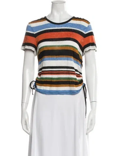 Pre-owned Veronica Beard Linen Striped T-shirt In Blue