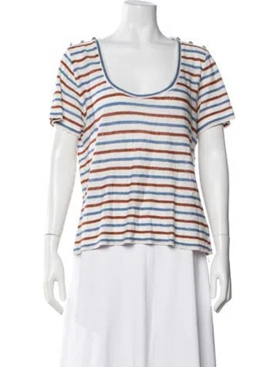Pre-owned Veronica Beard Linen Striped T-shirt In Multi