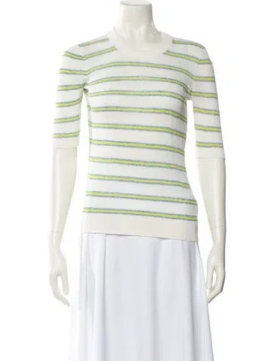Pre-owned Veronica Beard Linen Striped T-shirt In Neutral