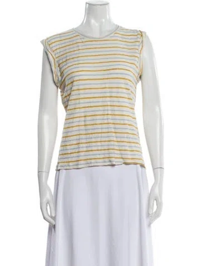 Pre-owned Veronica Beard Linen Striped T-shirt In Neutral