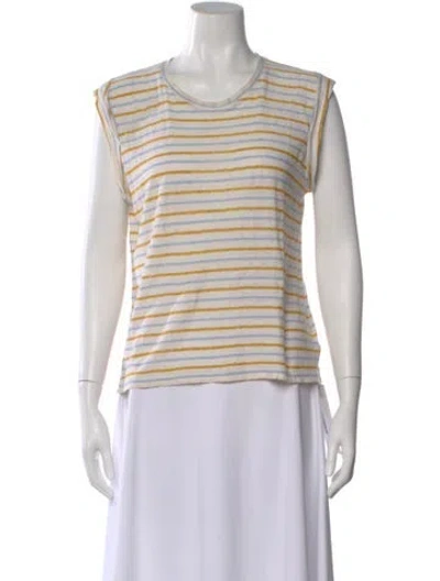 Pre-owned Veronica Beard Linen Striped T-shirt In Neutral
