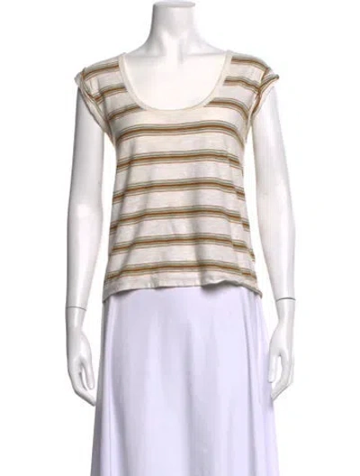 Pre-owned Veronica Beard Linen Striped T-shirt In Neutrals