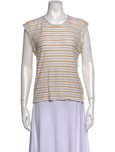 Pre-owned Veronica Beard Linen Striped T-shirt In Neutrals