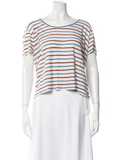 Pre-owned Veronica Beard Linen Striped T-shirt W/ Tags In White