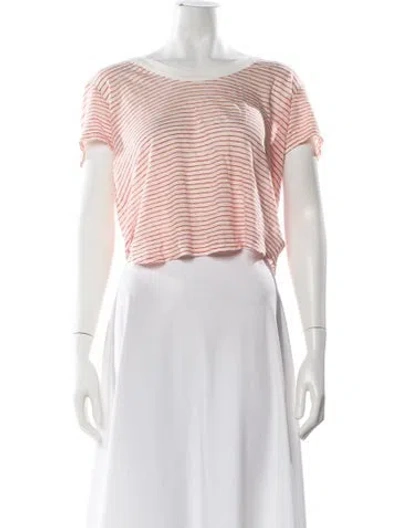Pre-owned Veronica Beard Linen Striped T-shirt In White