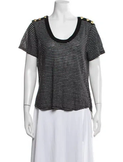 Pre-owned Veronica Beard Linen Striped T-shirt In White