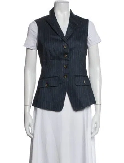 Pre-owned Veronica Beard Linen Striped Vest In Blue
