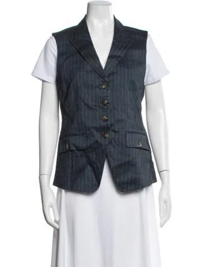 Pre-owned Veronica Beard Linen Striped Vest In Blue