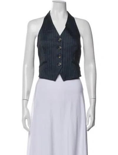Pre-owned Veronica Beard Linen Striped Vest W/ Tags In Blue