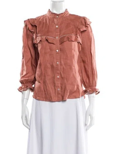 Pre-owned Veronica Beard Linen Three-quarter Sleeve Blouse In Pink