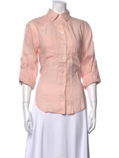 Pre-owned Veronica Beard Linen Three-quarter Sleeve Button-up Top W/ Tags In Pink