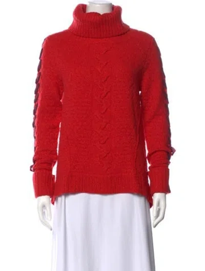 Pre-owned Veronica Beard Linen Turtleneck Sweater In Red