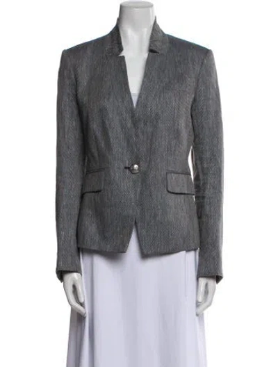 Pre-owned Veronica Beard Linen Tweed Pattern Blazer In Blue