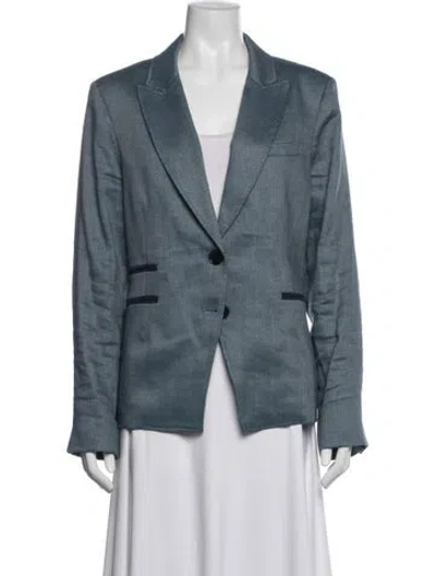 Pre-owned Veronica Beard Linen Tweed Pattern Blazer In Blue