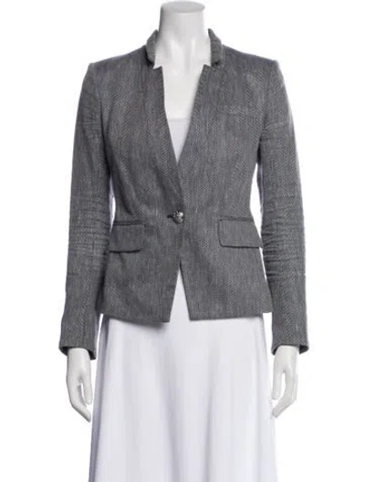 Pre-owned Veronica Beard Linen Tweed Pattern Blazer In Gray