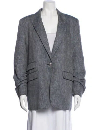 Pre-owned Veronica Beard Linen Tweed Pattern Blazer In Gray