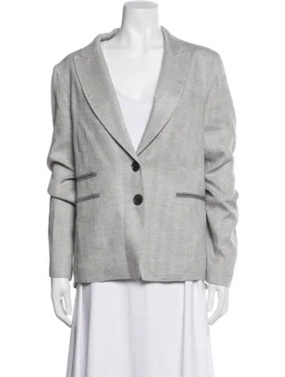Pre-owned Veronica Beard Linen Tweed Pattern Blazer In Grey