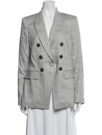 Pre-owned Veronica Beard Linen Tweed Pattern Blazer In Grey