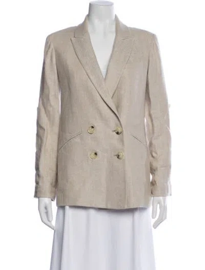 Pre-owned Veronica Beard Linen Tweed Pattern Blazer In Neutral