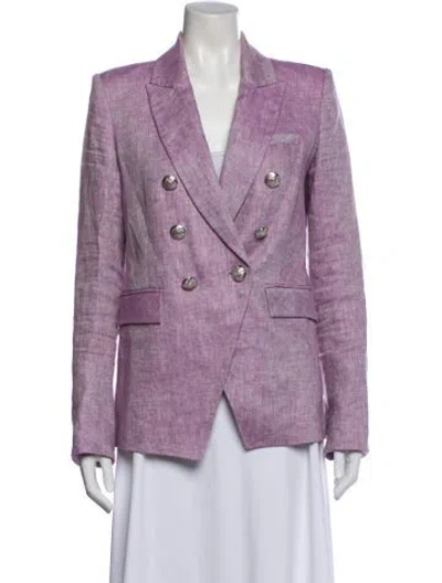 Pre-owned Veronica Beard Linen Tweed Pattern Blazer In Purple