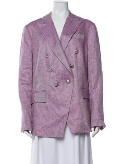 Pre-owned Veronica Beard Linen Tweed Pattern Blazer In Purple