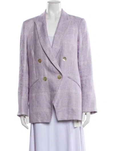 Pre-owned Veronica Beard Linen Tweed Pattern Blazer In Purple