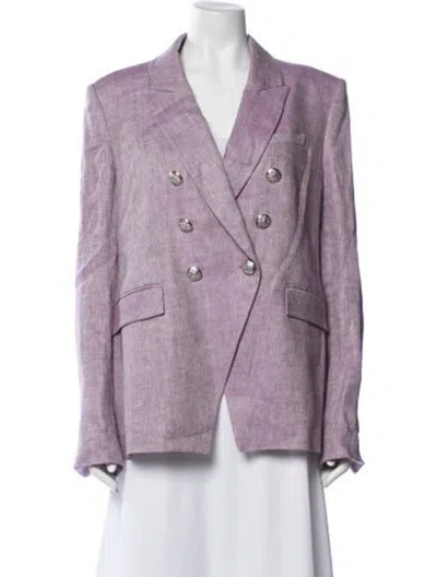 Pre-owned Veronica Beard Linen Tweed Pattern Blazer In Purple
