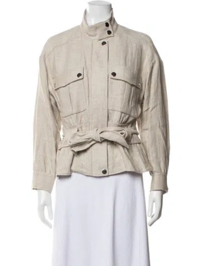Pre-owned Veronica Beard Linen Tweed Pattern Jacket In Neutrals
