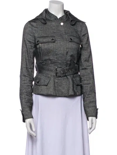 Pre-owned Veronica Beard Linen Utility Jacket In Gray