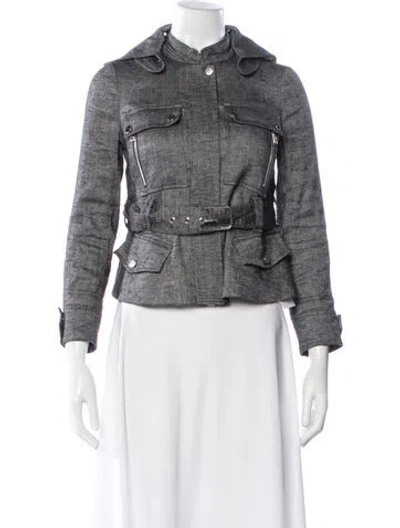Pre-owned Veronica Beard Linen Utility Jacket In Gray