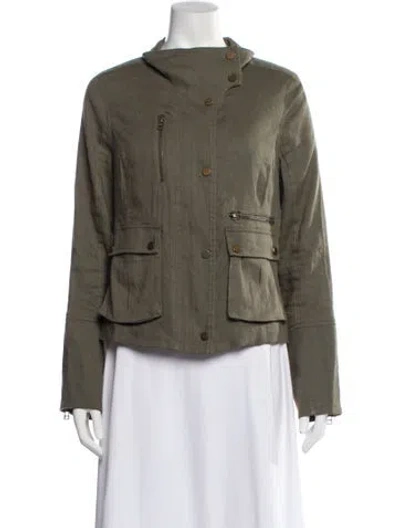 Pre-owned Veronica Beard Linen Utility Jacket In Green
