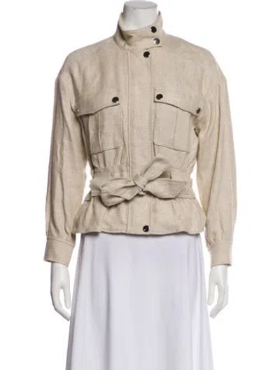 Pre-owned Veronica Beard Linen Utility Jacket In Neutral