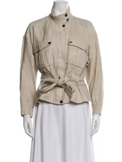 Pre-owned Veronica Beard Linen Utility Jacket In Neutral