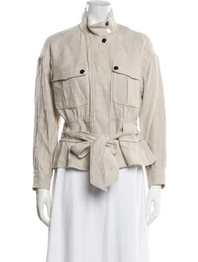 Pre-owned Veronica Beard Linen Utility Jacket In Neutral