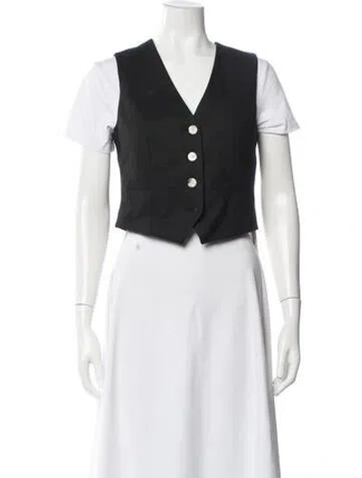 Pre-owned Veronica Beard Linen Vest In Black