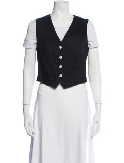 Pre-owned Veronica Beard Linen Vest In Black