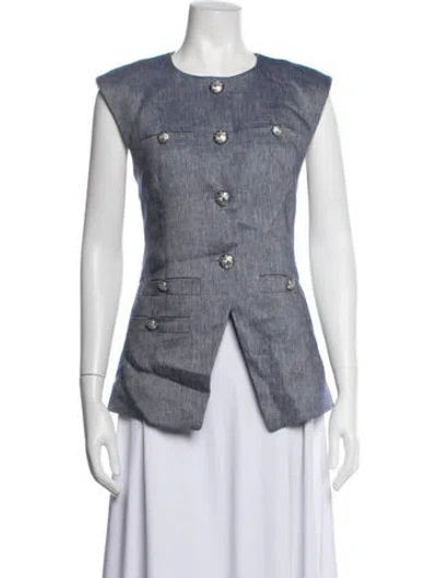 Pre-owned Veronica Beard Linen Vest In Blue