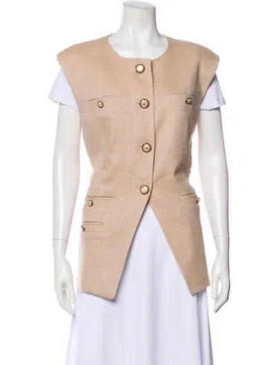 Pre-owned Veronica Beard Linen Vest In Brown