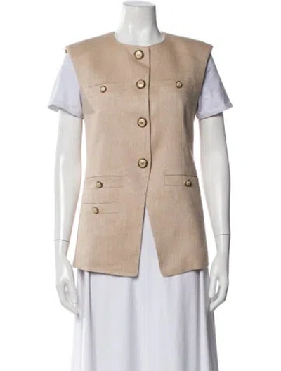 Pre-owned Veronica Beard Linen Vest In Brown