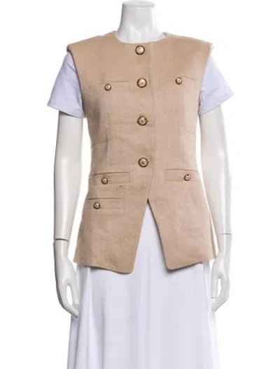 Pre-owned Veronica Beard Linen Vest In Brown