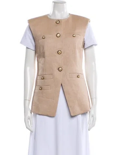 Pre-owned Veronica Beard Linen Vest In Brown