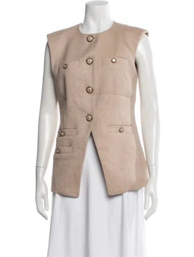 Pre-owned Veronica Beard Linen Vest In Brown