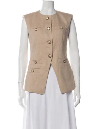 Pre-owned Veronica Beard Linen Vest In Brown