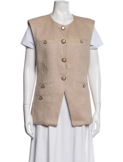 Pre-owned Veronica Beard Linen Vest In Brown