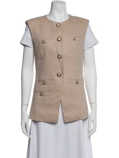 Pre-owned Veronica Beard Linen Vest In Brown