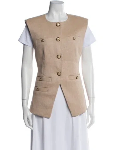 Pre-owned Veronica Beard Linen Vest In Neutral