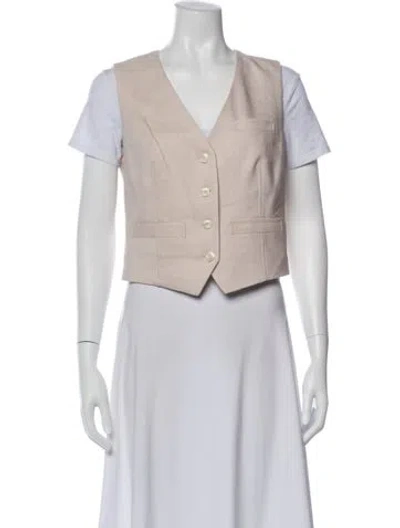 Pre-owned Veronica Beard Linen Vest In Neutral