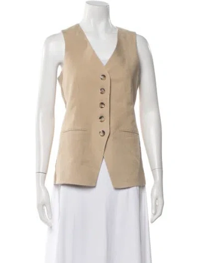 Pre-owned Veronica Beard Linen Vest In Neutral